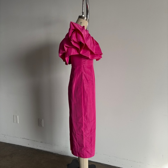 $595 NWT RHODE “Viola” Ruffle Midi Dress in Malibu Pink Sz 2 - Picture 8 of 13